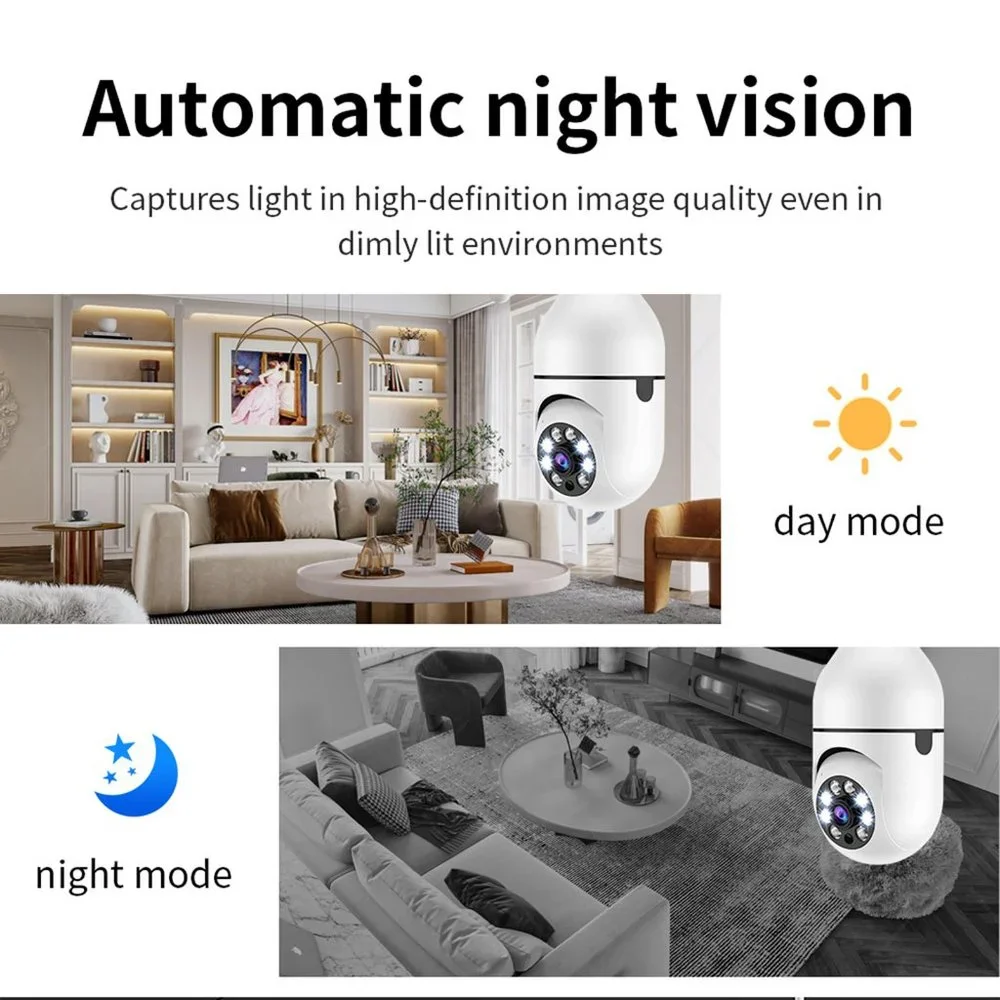 NWT GLORYSUNSHINE WIFI PANORAMA HD SMART LIGHT BULB CAMERA-355°Pan 90°TILT